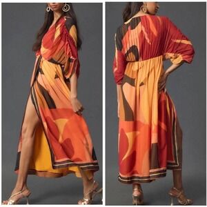 NWT Farm Rio Pleated Wrap Front Kaftan Dress Size Small